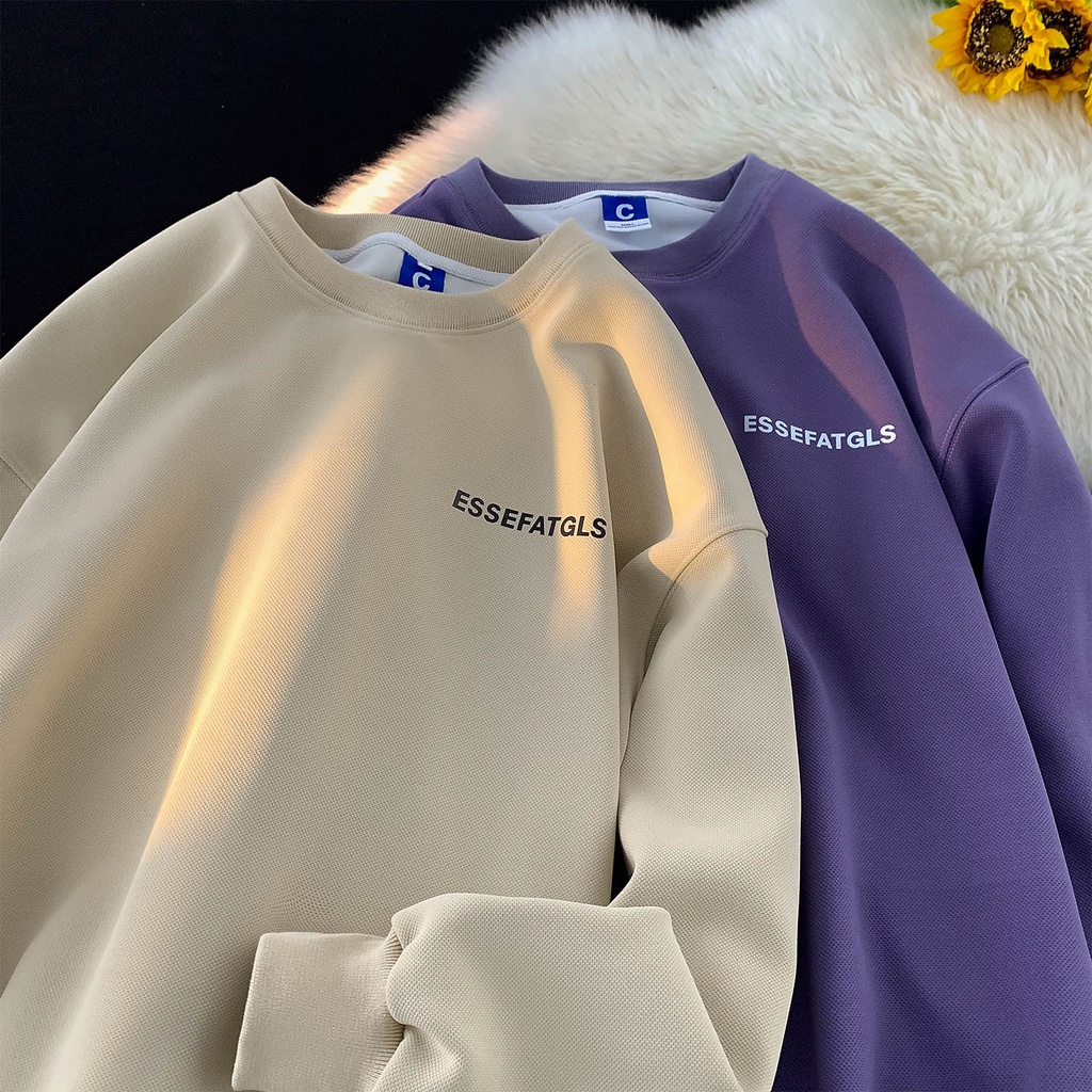 เสื้อกันหนาวแขนยาว คอกลม ทรงหลวม พิมพ์ลายตัวอักษร สไตล์วินเทจ แฟชั่นคลาสสิก สําหรับผู้ชาย และผู้หญิง - รูปที่ 3