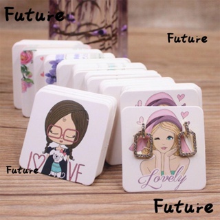 Future แผ่นกระดาษคราฟท์ ลายการ์ตูนเด็กผู้หญิง หลากสี สําหรับใส่ต่างหู 100 ชิ้น