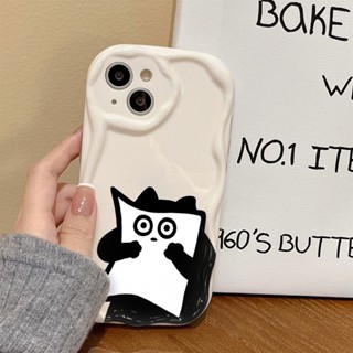 ขอบคลื่นโปร่งใส อาย ดำ Cat เเคสโทรศัพท์ Compatible for iPhone 11 14 13 12 15 Pro Max 7 8 14 Plus XR XS Max SE 2020