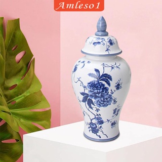 [Amleso1] เครื่องเคลือบดินเผา อเนกประสงค์ สีฟ้า และสีขาว สไตล์จีน