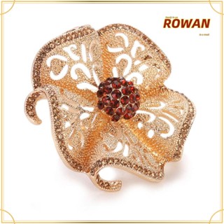 Rowans แหวนเพทาย ลายดอกไม้ ขนาดใหญ่ ปรับได้ สไตล์อินเดีย แฟชั่นเรโทร สําหรับผู้หญิง