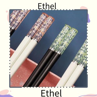 Ethel1 ตะเกียบญี่ปุ่น กันลื่น กันแบคทีเรีย สําหรับทําอาหารจีน 5 คู่