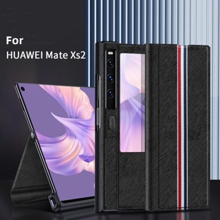 เคสโทรศัพท์มือถือหนังวัวแท้ ฝาพับแม่เหล็ก พร้อมขาตั้ง สําหรับ Huawei Mate XS2 2022 Mate XS2 2022