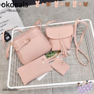 Okdeals กระเป๋าถือ กระเป๋าสะพายไหล่ สะพายข้าง หนัง Pu ความจุสูง สีพื้น สไตล์มินิมอล สําหรับแม่ และเด็ก