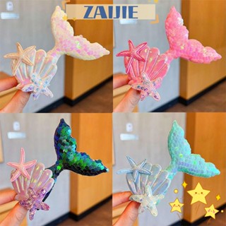 Zaijie24 กิ๊บติดผมหางนางเงือก เปลือกหอย พลาสติก เลื่อม ที่มีสีสัน ปลาดาว จัดแต่งทรงผม เครื่องประดับผมเด็ก 3 ชิ้น