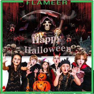 [Flameer] แบนเนอร์ ลาย Happy Halloween แบบพับได้ สําหรับถ่ายภาพฮาโลวีน ห้องครัว เทศกาล พร็อพประตูรั้ว