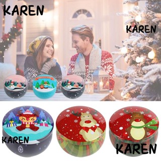 Karen กล่องโลหะ ทรงกลม ขนาดเล็ก สําหรับใส่ขนมช็อคโกแลต คุกกี้ DIY