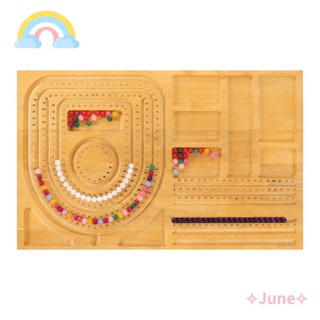 June ถาดไม้ไผ่ สําหรับทําเครื่องประดับ สร้อยคอ ลูกปัด