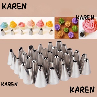 Karen 10 ชิ้น / เซต ท่อหัวฉีดเค้ก อุปกรณ์หัวบีบไอซิ่ง ขนม ดอกไม้