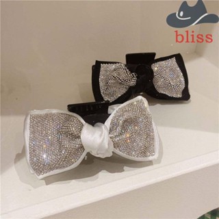 Bliss กิ๊บติดผม ประดับโบว์ เพชร ขนาดใหญ่ หรูหรา สีดํา สีขาว เครื่องประดับ สําหรับผู้หญิง