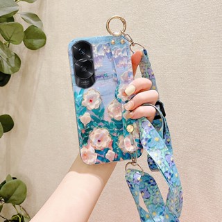 เคสโทรศัพท์มือถือ แบบนิ่ม ลายดอกคามิเลีย พร้อมสายคล้อง สําหรับ HONOR 90 Lite 5G