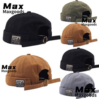 Maxg หมวกบีนนี่ ผ้าฝ้าย ทรงโดมแตงโม ปรับได้ สีอินเทรนด์ แฟชั่นเรโทร สําหรับผู้ชาย