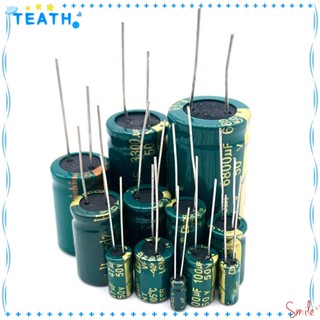 Teath ตัวเก็บประจุอลูมิเนียม ความต้านทานต่ํา ความถี่สูง 6.3V เป็น 450V ทนทาน 10 ชิ้น 20 ชิ้น