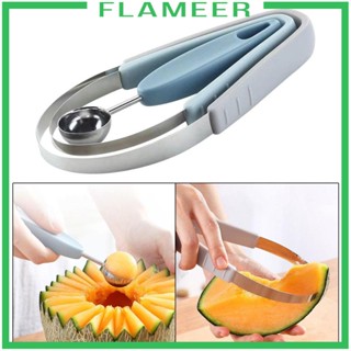 [Flameer] ชุดเครื่องมือแกะสลักผลไม้ แตงโม แบบสเตนเลส ใช้ซ้ําได้ 3 in 1 สําหรับร้านขนมหวาน DIY