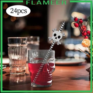 [Flameer] หลอดดูดน้ํา ลายฮาโลวีน สําหรับงานวันเกิด 24 ชิ้น