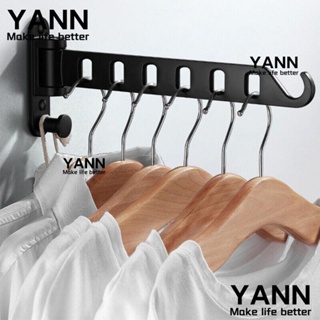 Yann1 ราวตากผ้า แบบพับได้ ราวตากผ้าติดผนัง ไม้แขวนเสื้อ แบบพกพา เรียบง่าย ยืดหดได้ ที่ตากผ้าในร่มและกลางแจ้ง