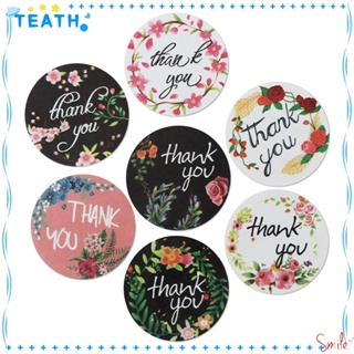 Teath สติกเกอร์ ลายดอกไม้ Thank You สําหรับติดตกแต่งบรรจุภัณฑ์ 500 1000 ชิ้น