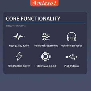 [Amleso1] เครื่องมิกเซอร์เสียงสเตอริโอดิจิทัล USB 2 ช่อง 48V ขนาดเล็ก สําหรับ KTV บันทึกเสียงสเตอริโอ ถ่ายทอดสด
