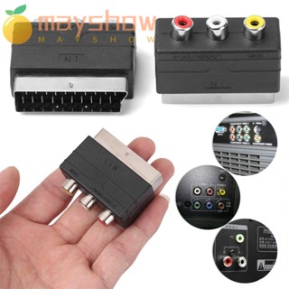 Mayshow Scart Male to 3RCA Female Video Phono อะแดปเตอร์เชื่อมต่ออินพุต สําหรับ PS4 WII DVD VCR