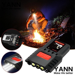 Yann1 ไฟฉายคาดศีรษะ LED 6 ดวง ABS แบบคลิปหนีบ ชาร์จ USB สําหรับตกปลา