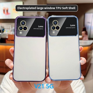 เคสโทรศัพท์มือถือแบบนิ่ม ใส กันกระแทก พร้อมฟิล์มเลนส์กล้อง สําหรับ Vivo V20 SE V21 V21e V9 V21 4G