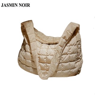 Jasmin NOIR กระเป๋าถือ กระเป๋าสะพายไหล่ ผ้าไนล่อน ลายสก๊อต ขนาดใหญ่ สําหรับสตรี