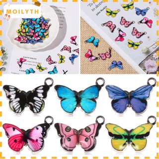 Moilyth จี้รูปผีเสื้อน่ารัก แฮนด์เมด หลากสี สําหรับทําเครื่องประดับ ต่างหู DIY 10 ชิ้น