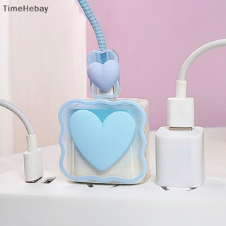 Timehebay ชุดเคสอะแดปเตอร์สายชาร์จโทรศัพท์ 18W 20W แบบใส ลายการ์ตูนน่ารัก EN