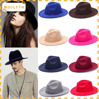 Moilyth Fedora หมวกฟาบริค ผ้าวูล สไตล์วินเทจ แฟชั่นฤดูใบไม้ร่วง ฤดูหนาว สําหรับการแสดงบนเวที เต้นรํา ปาร์ตี้