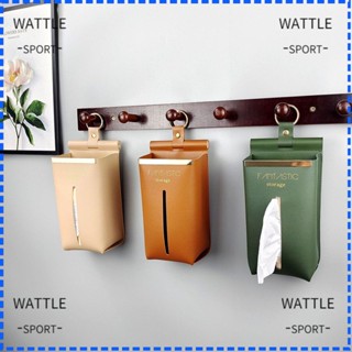 Wattle กล่องใส่กระดาษทิชชู่ หนัง PU กันน้ํา กันความชื้น แขวนได้ สําหรับตกแต่งโต๊ะ บ้าน สํานักงาน ห้องครัว