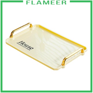 [Flameer] ถาดเสิร์ฟ พร้อมที่จับ สีทอง สําหรับห้องนั่งเล่น ห้องน้ํา ขนมขบเคี้ยว