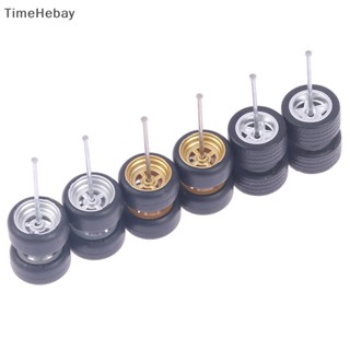 Timehebay อะไหล่ล้อยาง 1/64 สําหรับล้อยางรถยนต์ของเล่น EN