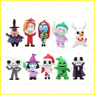 ใหม่ 10 ชิ้น The Nightmare Before Christmas Action Figure Jack Sally Dolls DIY พวงกุญแจของเล่นสําหรับเด็ก ของขวัญฮาโลวีน