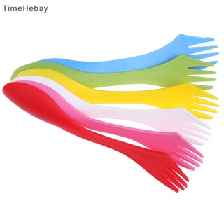 Timehebay ช้อนส้อมพลาสติก 3 In 1 สําหรับตั้งแคมป์ เดินป่า ปิกนิก 1 ชิ้น