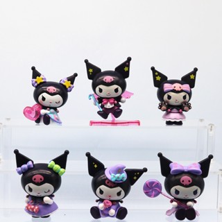 Cool ใหม่ โมเดลฟิกเกอร์ Sanrio Halloween Kuromi ของเล่น ของสะสม สําหรับตกแต่งบ้าน 6 ชิ้น