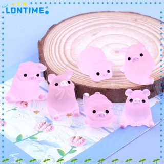 Lontime ฟิกเกอร์เรซิ่น รูปหมูน่ารัก สีชมพู สําหรับตกแต่งบ้านตุ๊กตา 20 ชิ้น