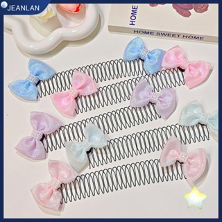 Jeanlan 5 ชิ้น หวีผมโลหะ, ผมแตก เสร็จสิ้น โบว์ ที่มีสีสัน ที่คาดผม, เครื่องประดับ น่ารัก ดึงออก ยืด ที่มองไม่เห็น ผมคอยล์ เด็กผู้หญิง