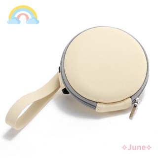 June ที่เก็บแว่นตากันแดด ทรงกลม มีซิป พับได้ สไตล์เรโทร สําหรับเดินทาง