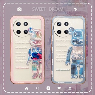 เคสโทรศัพท์มือถือนิ่ม แบบใส ป้องกันเลนส์กล้อง ลายการ์ตูนหมีน่ารัก สีชมพู สีฟ้า สําหรับ Realme 11 4G 5G NFC 11 Pro 11 Pro+ Realme C51 C53 2023 Realme11Pro REALMEC51