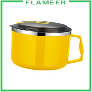 [Flameer] ชามซุป ก๋วยเตี๋ยว พร้อมฝาปิด และที่จับ สเตนเลส ราเมน ซีเรียล สําหรับเดินทาง มหาลัย อาหารกลางวัน