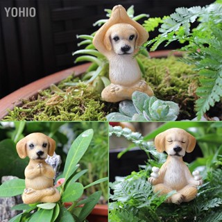  Yohio โยคะชุดตุ๊กตาสุนัขสุนัขทำโยคะรูปปั้น Miniature Garden ตกแต่งหน้าต่างระเบียงระเบียง Tabletop เครื่องประดับ