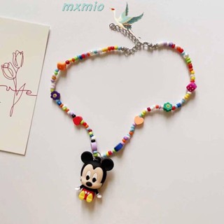Mxmio สร้อยคอ จี้การ์ตูนมิกกี้เมาส์ สีแคนดี้ หน้ายิ้ม ปรับได้ สไตล์เกาหลี