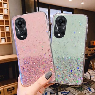 พร้อมส่ง เคสโทรศัพท์ซิลิโคน TPU นิ่ม แบบใส ปิดด้านหลัง ลายกลิตเตอร์ดาว สําหรับ OPPO A58 4G 5G