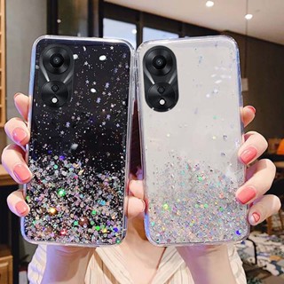 พร้อมส่ง เคสโทรศัพท์ซิลิโคน TPU นิ่ม แบบใส ปิดด้านหลัง ลายกลิตเตอร์ดาว สําหรับ OPPO A78 4G 5G