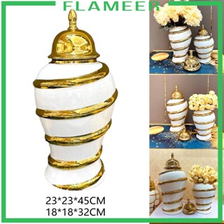 [Flameer] แจกันกระเบื้องเซรามิก สไตล์จีน พร้อมฝาปิด สําหรับตกแต่งบ้าน ห้องนั่งเล่น