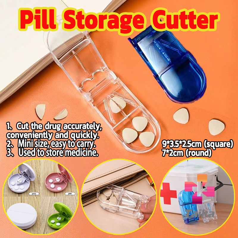 Taika กล่องตัดยา รุ่นใหม่ ใบมีดคม ที่แบ่งเม็ดยา ที่ตัดยา ตลับใส่ยา pill cutter