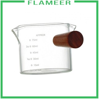 [Flameer] แก้วตวงเอสเปรสโซ่ ด้ามจับไม้ ขนาด 100 มล. สําหรับใส่เครื่องดื่มร้อน เย็น