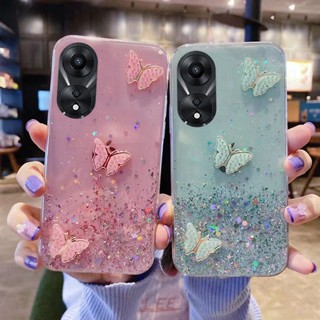 พร้อมส่ง เคสโทรศัพท์มือถือแบบนิ่ม ใส ลายผีเสื้อ ท้องฟ้ากลางคืน หรูหรา สําหรับ OPPO A58 4G 5G