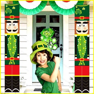 ใหม่ St Patricks Day ธงแขวนผ้าม่านประตู สําหรับตกแต่งระเบียงวันชาติไอริช