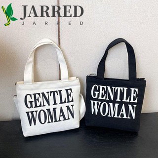 Jarred Gentlewoman กระเป๋าสะพายข้าง ผ้าแคนวาส มีซิป ลายตัวอักษร เรียบง่าย กระเป๋าสะพายข้าง ไทยสตรีทแวร์